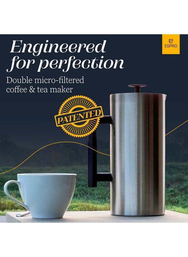 ESPRO - P6 French Press - Double Walled Stainless Steel Insulated Coffee and Tea Maker, 32 Ounces, Brushed Stainless Steel, 32 Ounce - Image 2