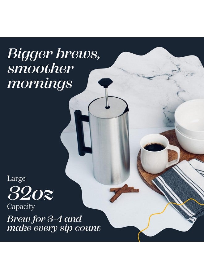 ESPRO - P6 French Press - Double Walled Stainless Steel Insulated Coffee and Tea Maker, 32 Ounces, Brushed Stainless Steel, 32 Ounce - Image 4