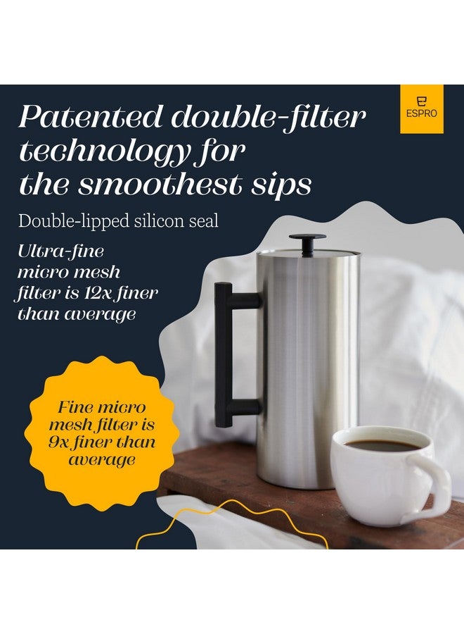 ESPRO - P6 French Press - Double Walled Stainless Steel Insulated Coffee and Tea Maker, 32 Ounces, Brushed Stainless Steel, 32 Ounce - Image 3
