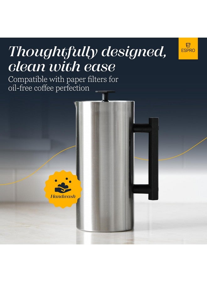 ESPRO - P6 French Press - Double Walled Stainless Steel Insulated Coffee and Tea Maker, 32 Ounces, Brushed Stainless Steel, 32 Ounce - Image 5