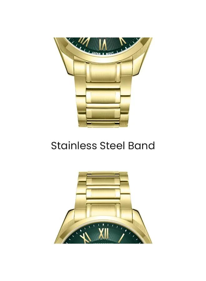 TORNADO Men's Solid Stainless Steel, Brushed and Polished Bracelet Analog Watch T8007-GBGH - 42x48 mm