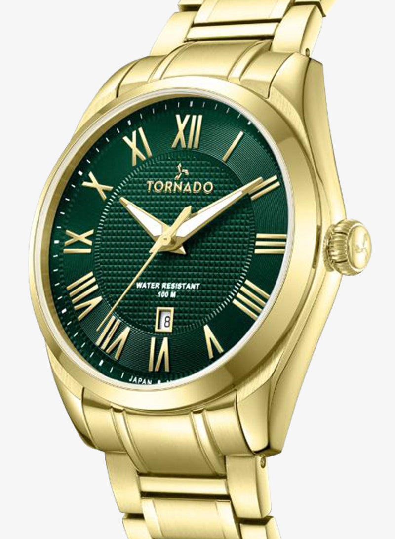 TORNADO Men's Solid stainless steel with Polished and brushed links. 3H with date Display Watch T8007-GBGH - 42mm mm - Image 5
