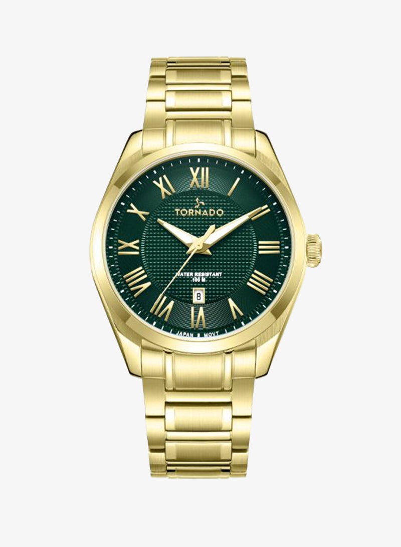 TORNADO Men's Solid stainless steel with Polished and brushed links. 3H with date Display Watch T8007-GBGH - 42mm mm - Image 1