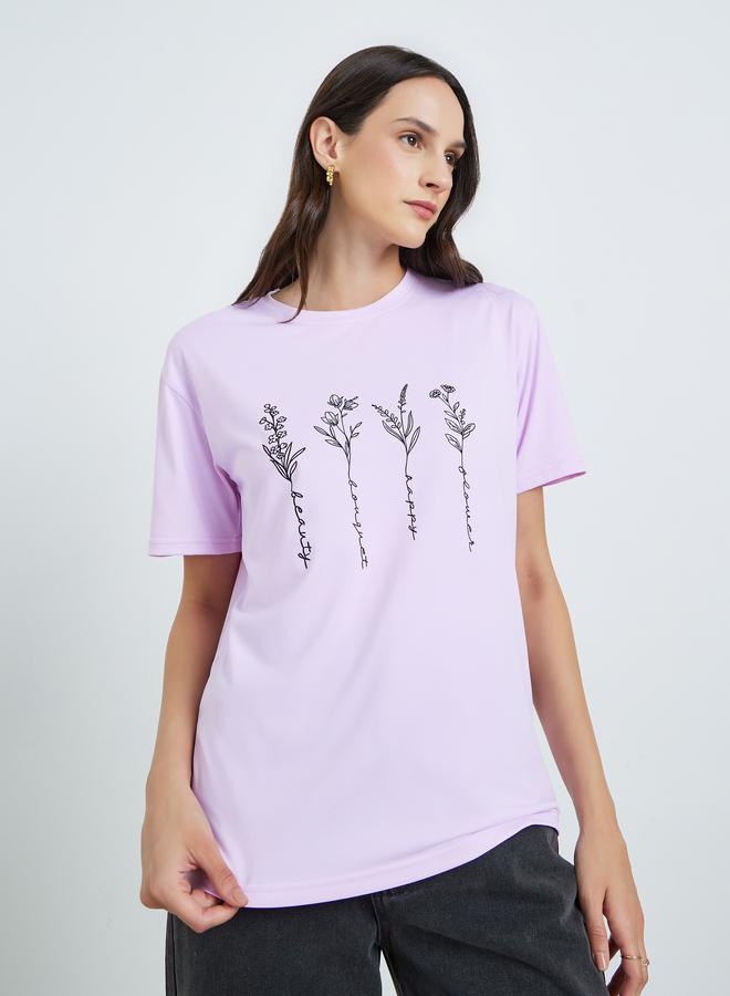 Take Two Purple Floral Graphic Print T-Shirt - Image 4