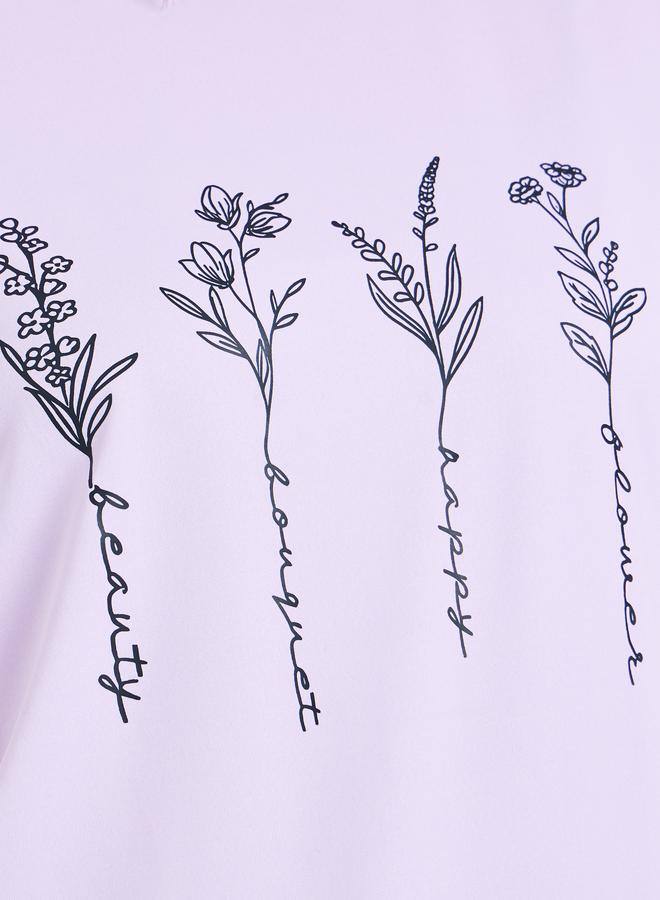Take Two Purple Floral Graphic Print T-Shirt - Image 5