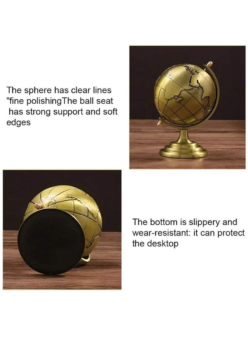 Vintage Metal World Globe – Decorative Golden Desk Globe with Fine Polish, Elegant Antique Look for Office, Home, Study, or Library – Classic World Map Globe for Decoration and Gift - Image 3