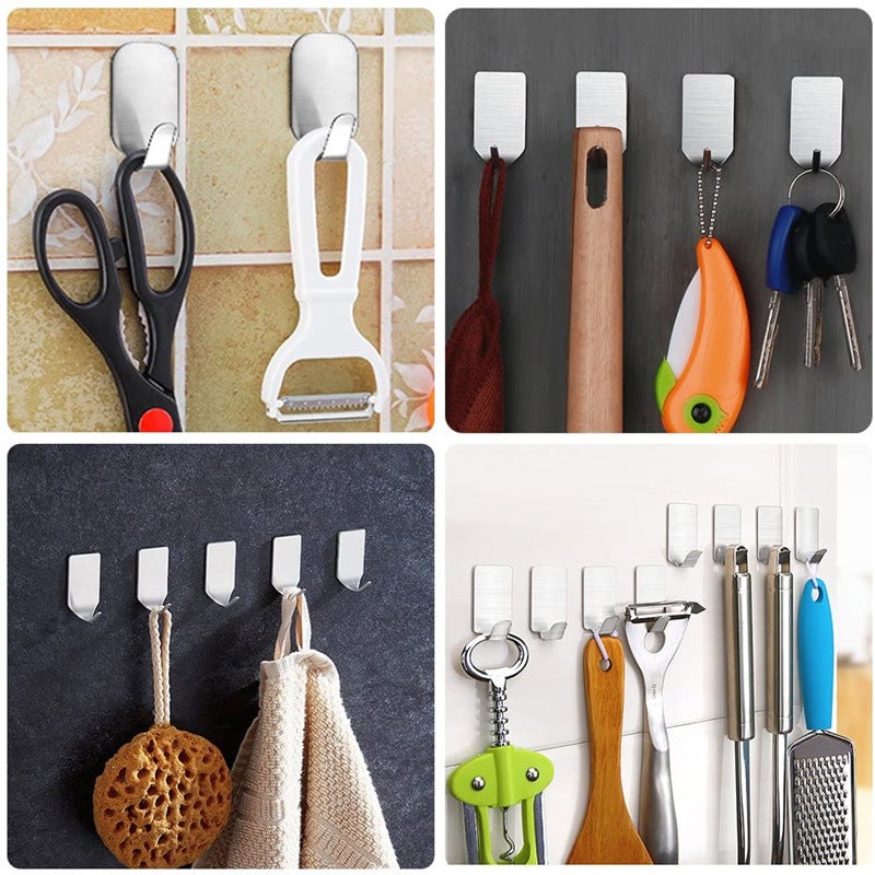 Hooks Without Punching 304 Stainless Steel Metal Hooks Behind The Door Kitchen Bathroom Toilet Bedroom Sticky Hooks - Image 4