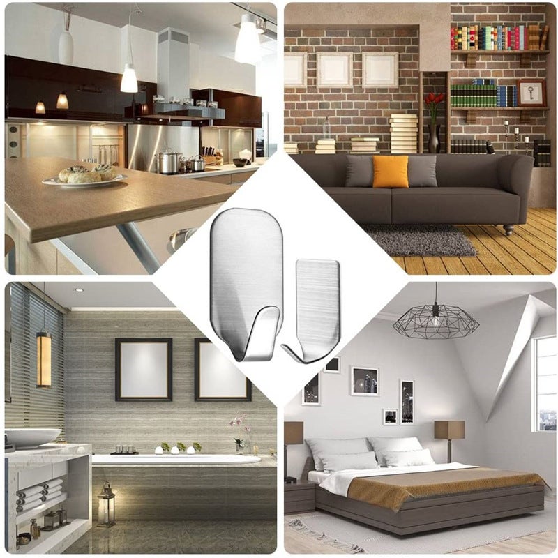 Hooks Without Punching 304 Stainless Steel Metal Hooks Behind The Door Kitchen Bathroom Toilet Bedroom Sticky Hooks - Image 5