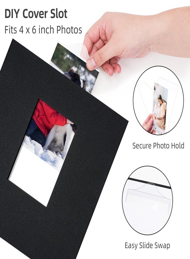 Remowith Large Self Adhesive Photo Album Scrapbook with Window Linen Cover, 60 Pages for 4x6 5x7 8x10 Photos, Family Baby Wedding Memory Book, Black 11x10.6 inch - Image 5