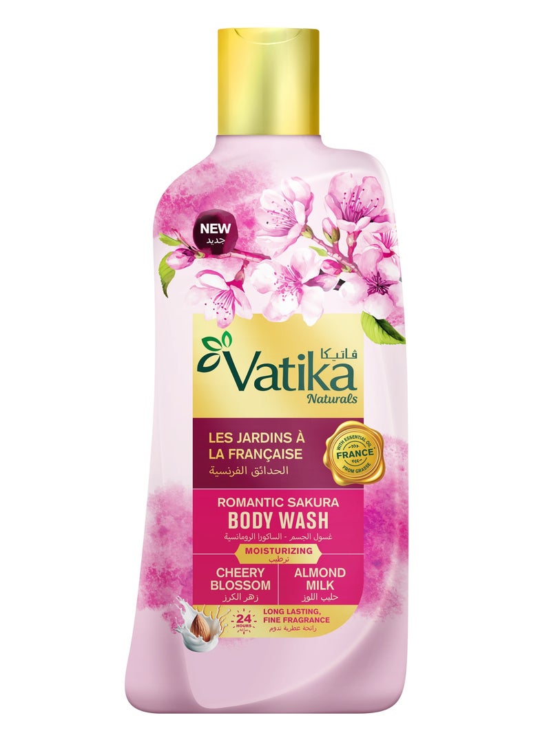 Vatika Naturals Romantic Sakura Body Wash 250ml, 24 Hours Long-Lasting Fine Fragrance, For Moisturized Skin, With Essential Oils from France - Image 1