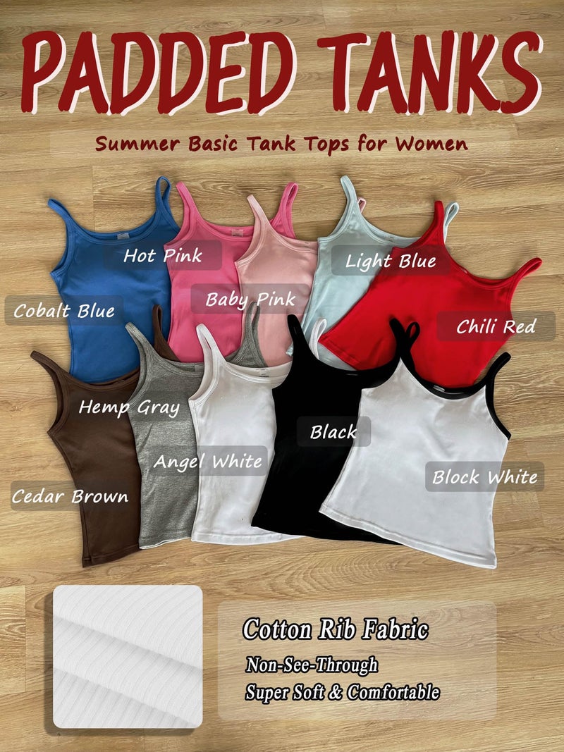 Danysu Workout Tank Tops with Built in Bra for Women Ladies Slim Yoga Tanks Crew Neck Short Athletic Cami Tops Angel White X-Large - Image 3