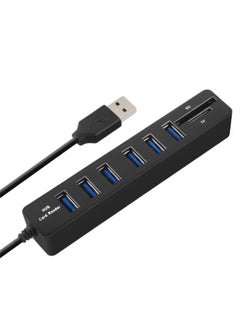 نيبمينينت موزع USB وقاريء بطاقات عالي السرعة مزود بـ 6 منافذ أسود  - Image 1