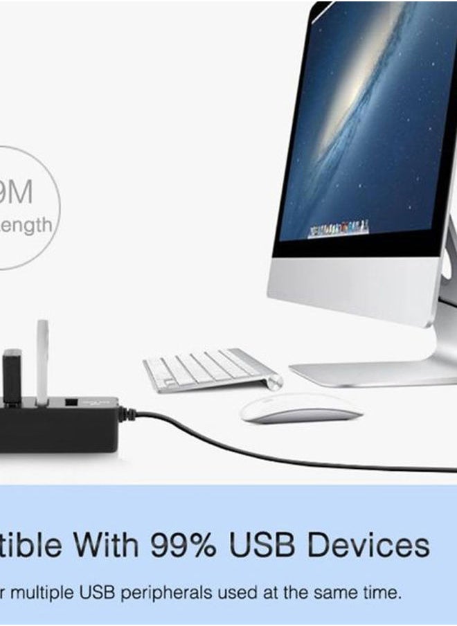 نيبمينينت - موزع USB وقاريء بطاقات عالي السرعة مزود بـ 6 منافذ أسود - Image 1