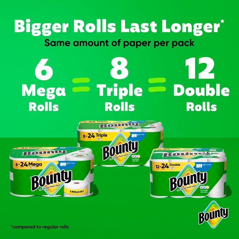 Bounty Select-A-Size Paper Towels, White, 8 Triple Rolls = 24 Regular Roll - Image 4