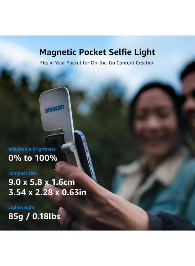 AMARAN Aputure Amaran Go Ultra Compact Mini Phone Light (Blue) – MagSafe & Qi2 Compatible, Bi-Color 2700-6500K, CRI 97+, Built-In Mirror & Flip Design, For Vlogging, Selfies & Content Creation - Image 2