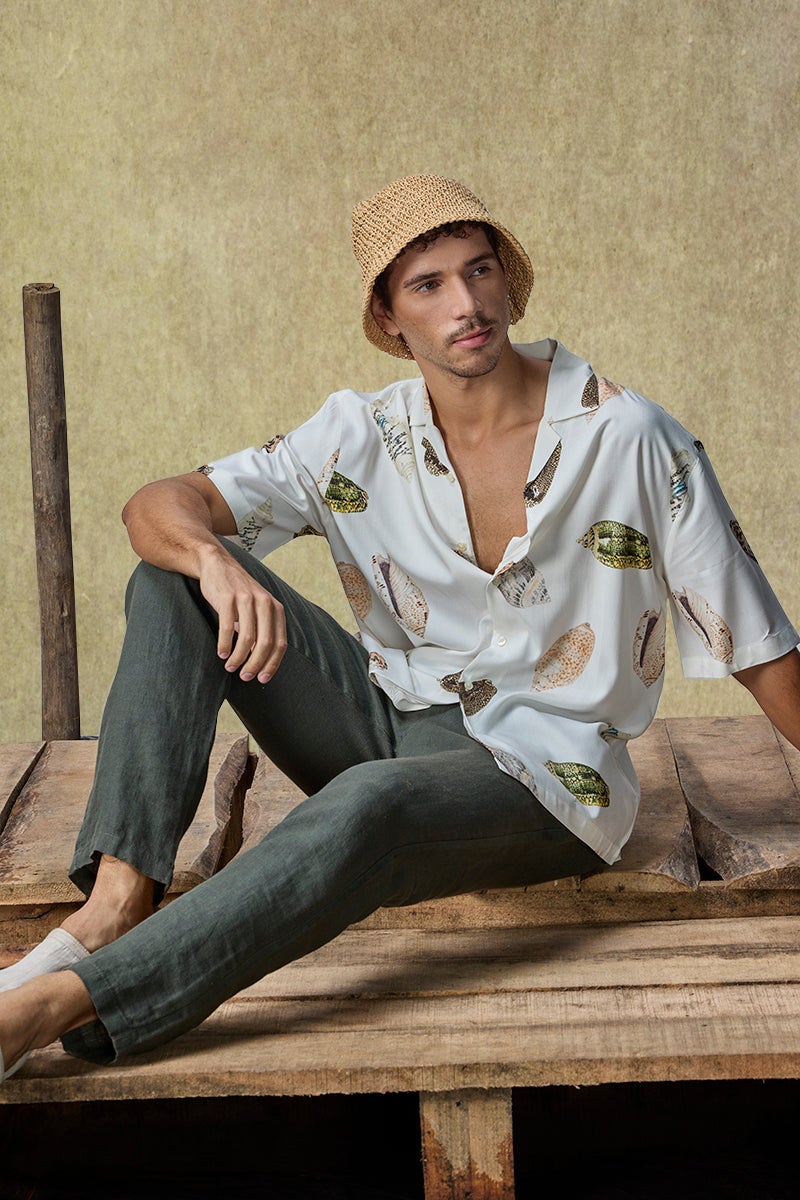 SNITCH Yacht Club Luxe Seashell Print Resort Shirt - Image 1