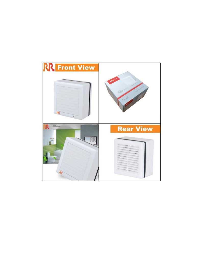 RR RR Silent Exhaust Fan 25W 6Inch - 150mm | Ventilation Automatic Shutter Wall & Glass Mounted Bathroom, Home Duct Exhaust Fan - 1 Year Worry Free Warranty  - Image 3