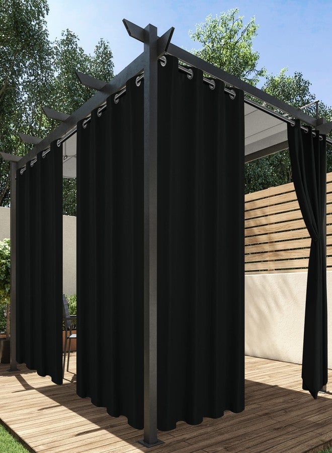 HolidayIdeas ستائر خارجية مقاومة للماء من هوليداي آيدياز، 4 ألواح - 54 × 84 بوصة - توفر الخصوصية وتسمح بمرور الضوء، ستائر سوداء بحلقات معدنية للشرفة، والبرجولا، والفناء الخلفي - Image 1