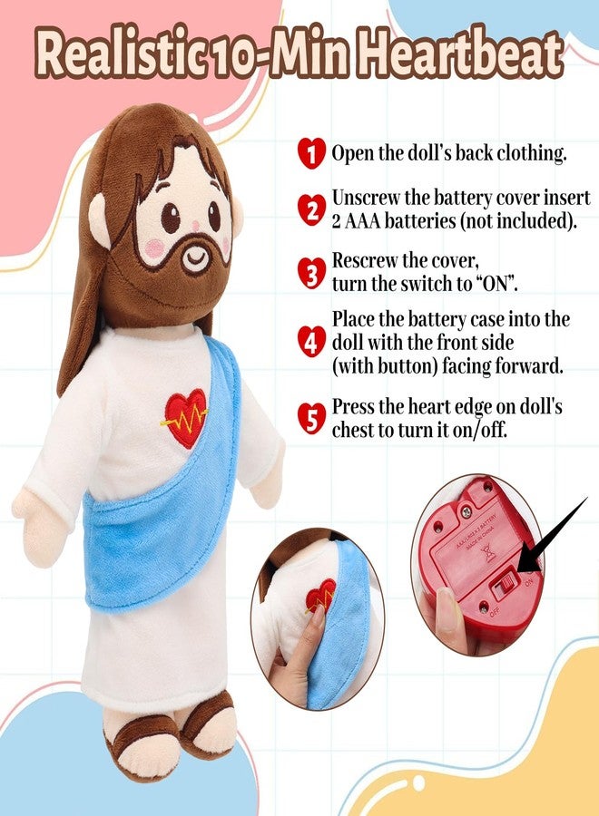 Yelakey Jesus Plush Heartbeat Vibration 13", Heart of Jesus Plushie Stuffed Doll Savior Toy, Christian Stuff Church Sunday School Religious Toys, Party Easter Favors Gifts for Kids - Image 4