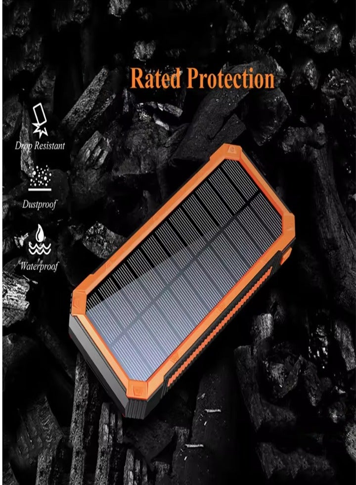 بنك طاقة يعمل بالطاقة الشمسية مقاوم للماء في الهواء الطلق، 20000 مللي أمبير في الساعة شحن سريع بنك طاقة محمول للطوارئ مع منافذ USB مزدوجة و6 مصابيح يدوية قوية LED، مناسب لهاتف iPhone والهواتف الذكية والأجهزة اللوحية والكاميرات الرقمية وما إلى ذلك. - Image 3