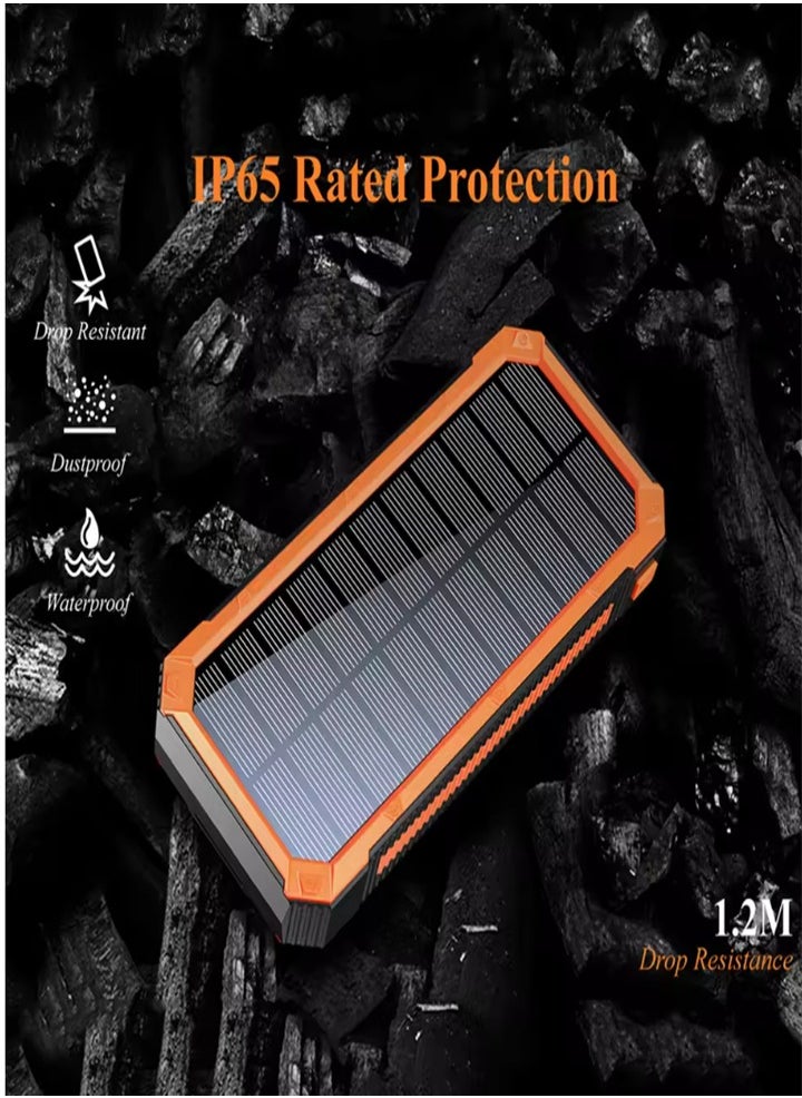 Generic - Outdoor waterproof, wireless charging solar power bank, 20000 mAh fast charging emergency mobile power bank with dual USB ports and 6 LED strong light flashlights, suitable for iPhone, smartphones, tablets, digital cameras, etc. - Image 1