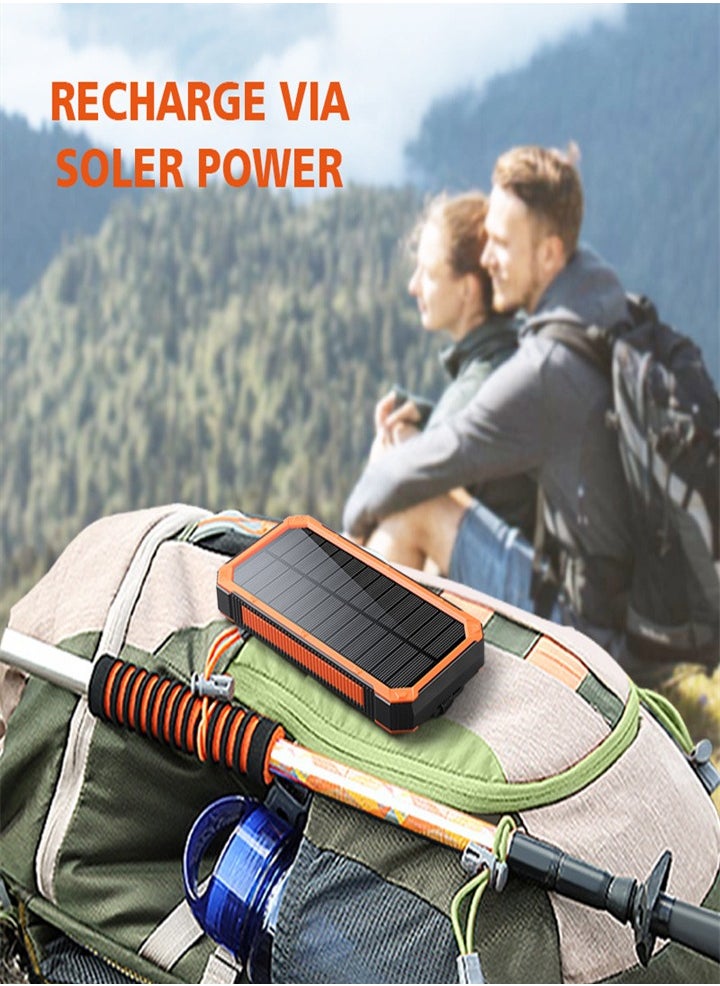 Generic - Outdoor waterproof, wireless charging solar power bank, 20000 mAh fast charging emergency mobile power bank with dual USB ports and 6 LED strong light flashlights, suitable for iPhone, smartphones, tablets, digital cameras, etc. - Image 1