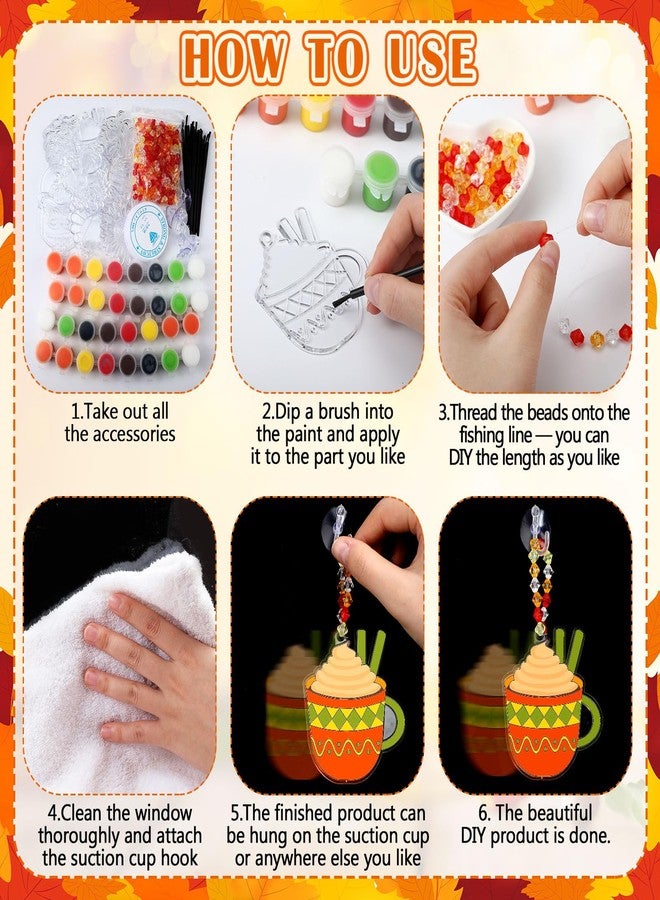 Yaomiao 30 Sets Fall Thanksgiving Suncatchers Art Kits DIY Turkey Squirrel Drawing Crafts Bulk Paint Your Own Window Ornaments for Boys Girls Home Class Birthday Autumn Party Favors Gifts - Image 5