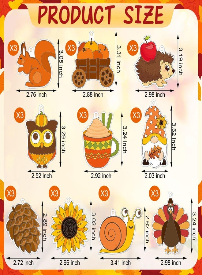 Yaomiao 30 Sets Fall Thanksgiving Suncatchers Art Kits DIY Turkey Squirrel Drawing Crafts Bulk Paint Your Own Window Ornaments for Boys Girls Home Class Birthday Autumn Party Favors Gifts - Image 2