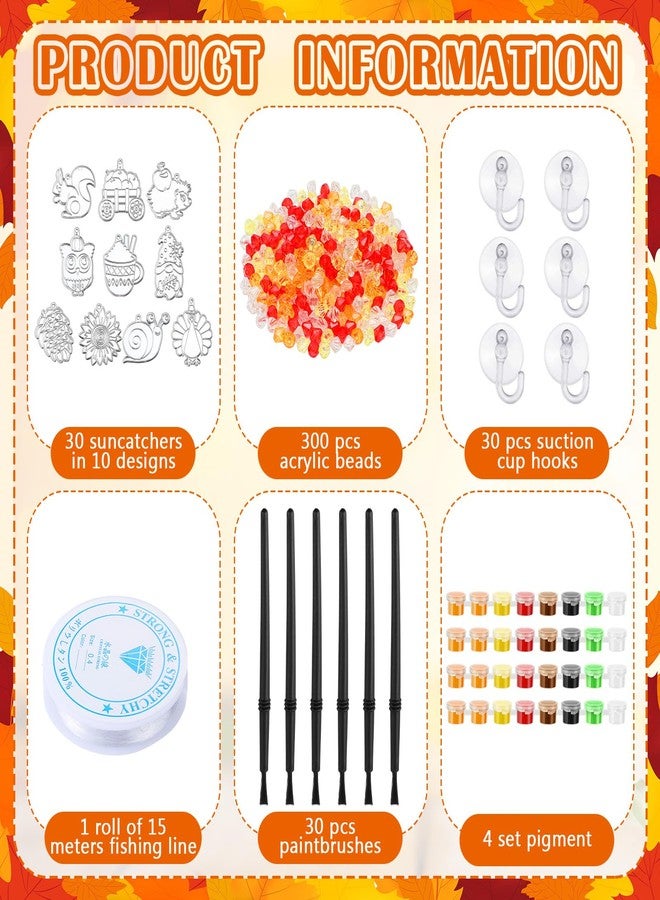 Yaomiao 30 Sets Fall Thanksgiving Suncatchers Art Kits DIY Turkey Squirrel Drawing Crafts Bulk Paint Your Own Window Ornaments for Boys Girls Home Class Birthday Autumn Party Favors Gifts - Image 3