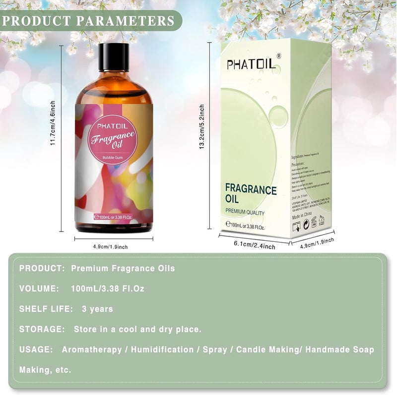 PHATOIL Essential Oil Bubblegum 100ml, Essential Oils for Diffuser Humidifier, Scented Oil Bubblegum for Aromatherapy, Relaxation, Soap, Candles DIY - Image 3