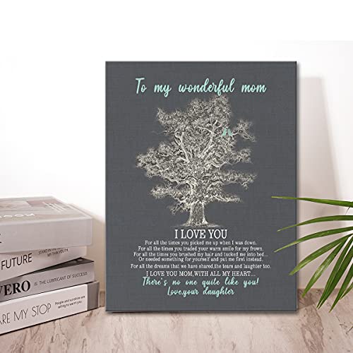 Wailozco Gifts for Mom -Hangable Canvas Poem Prints Framed Poster Wall Art for Mom from Daughter-Meaningful Mom Gifts,Mom Home Bedroom Living Room Wall Decor- Wonderful Mom Tree - Image 5