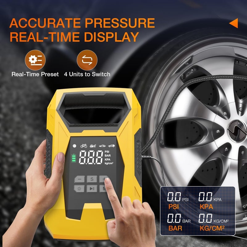 Nilight AC/DC Tire Inflator Portable Air Compressor Dual Power Supply 110V AC 12V DC 150PSI Fast Inflation Heavy Duty with LED Light Pressure Gauge Auto Shutoff Pump for Car Motorcycle Bicycle Ball - Image 4
