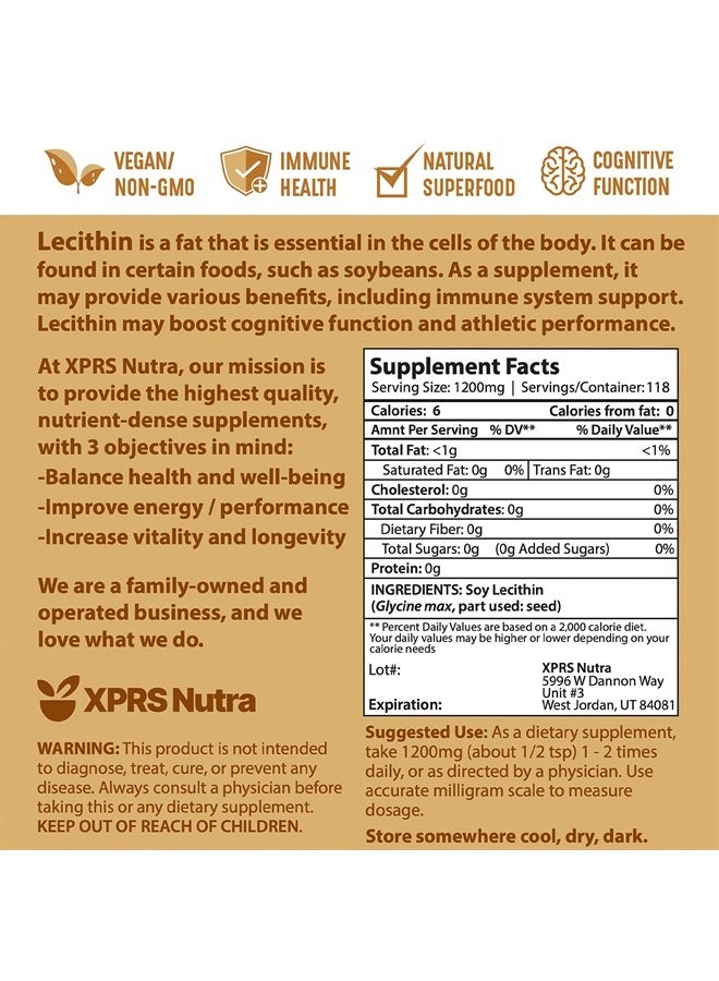 XPRS Nutra مسحوق ليسيثين الصويا - مسحوق ليسيثين مستحلب دهني صالح للطعام - مناسب للطهي والخبز والمزيد - مسحوق ليسيثين الصويا صديق للنباتيين، مساعد في الطهي (8 أونصة) - Image 2