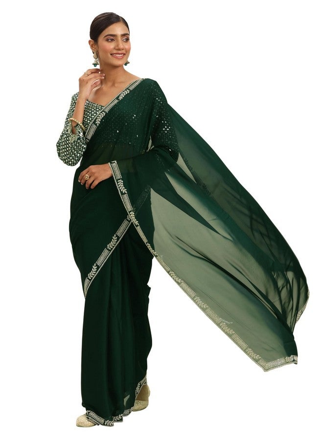 Libas ساري ساتين للنساء 38 (16384_أخضر 2) - Image 1