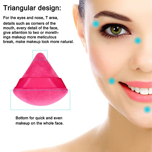 Scartink 12 Pieces Cosmetic Powder Puff276 inch Portable Soft Sponge Setting Face PuffsTriangle Velvet Powder Puff with Ribbon Band Handle for Loose Powder Body Powder Makeup ToolBlackRose Red - Image 5