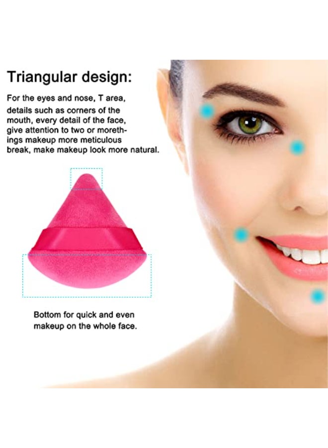 Scartink 12 Pieces Cosmetic Powder Puff276 inch Portable Soft Sponge Setting Face PuffsTriangle Velvet Powder Puff with Ribbon Band Handle for Loose Powder Body Powder Makeup ToolBlackRose Red - Image 4