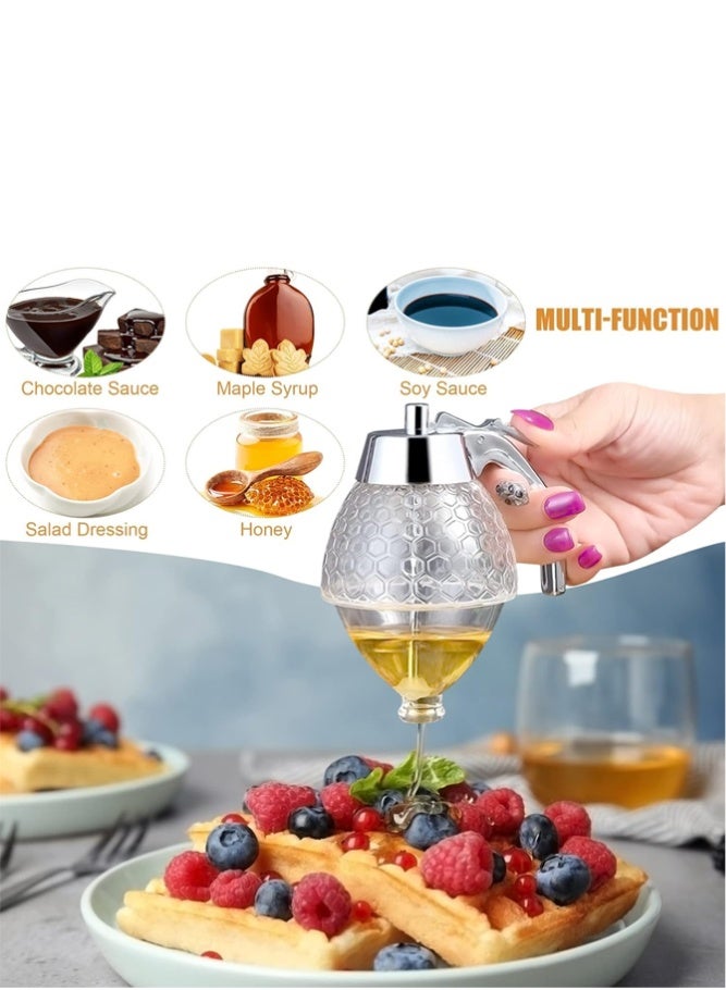 BELLSBERRY زجاجة توزيع العسل الأكريليكية مع ضغط لتخزين الشراب والعسل - Image 5