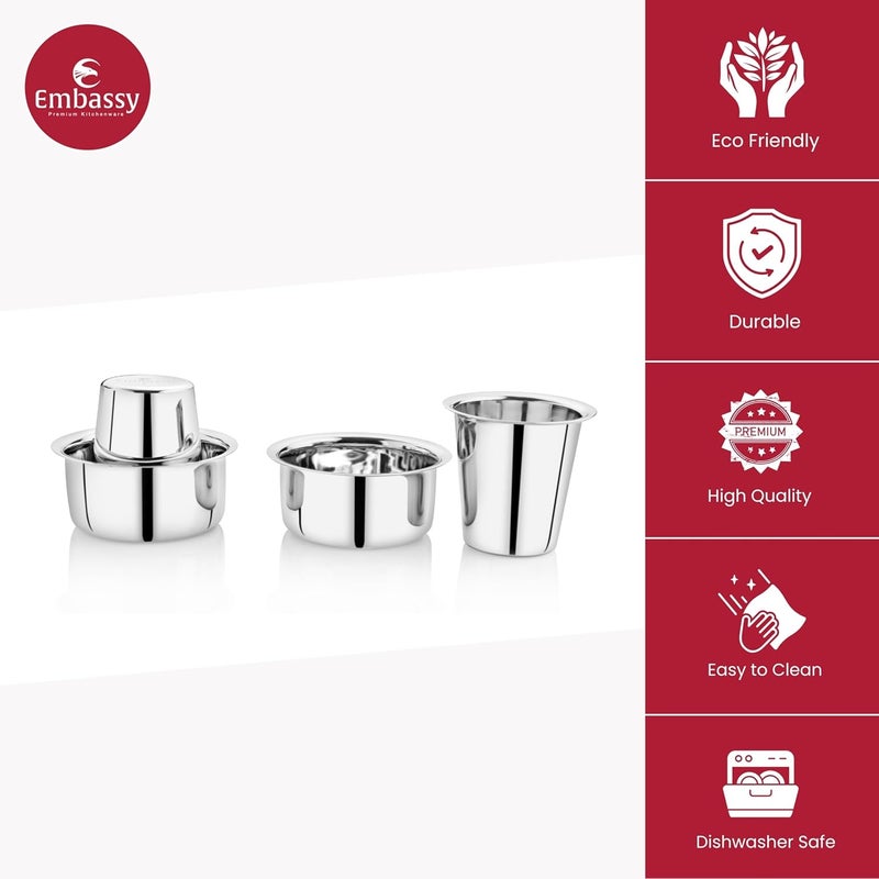 Embassy EMBASSY Stainless Steel Coffee Glass/Tumbler with Dabra | Capacity - 160 ml/Glass | Pack of 6 | Size 2 | Traditional South Indian Filter Coffee | Multipurpose Steel Glass  - Image 4