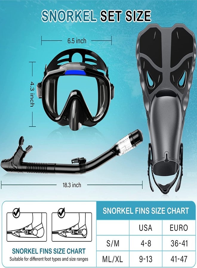Jolfay Fin Snorkel Set with Adult &Kids Snorkeling Gear, Panoramic View Diving Mask,Trek Fin,Dry Top Snorkel +Travel Bags, Professional Snorkel for Lap Swimming Adults- - Image 3