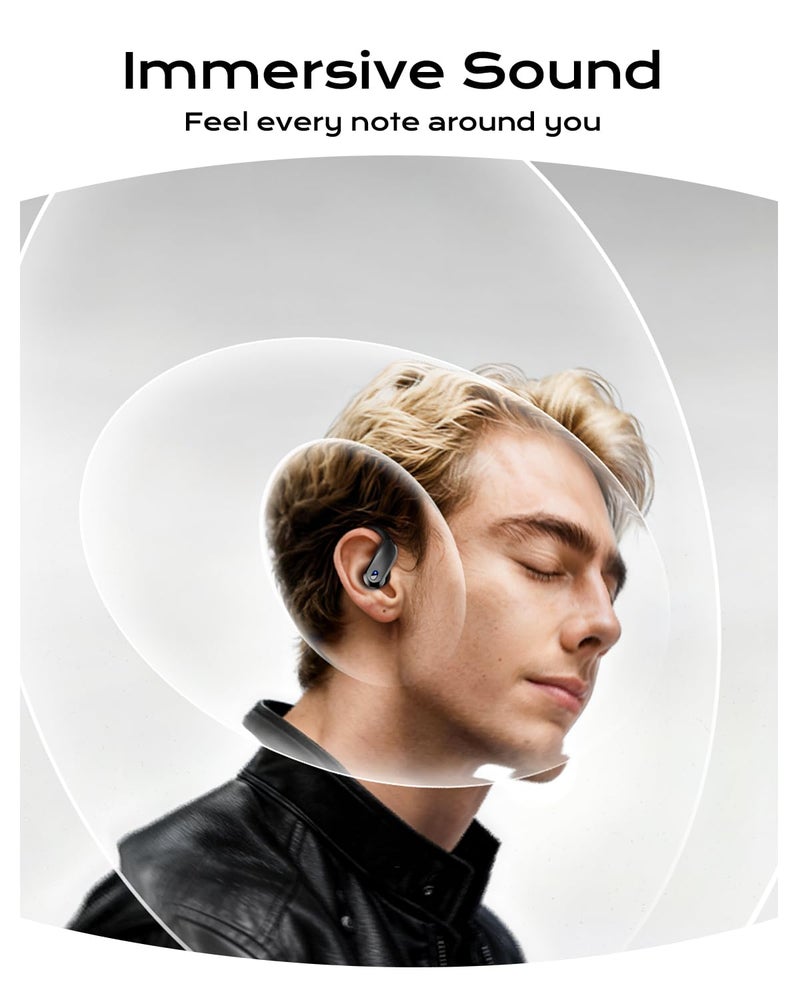 KTGEE Wireless Earbuds Bluetooth 5.3 Sport Headphones with Earhooks,IPX7 Waterproof Earphones,48H Playtime Earbuds,Lightweight 7.8g,Noise Cancelling Mic Bluetooth Headphones for Running & Workout-Black - Image 5