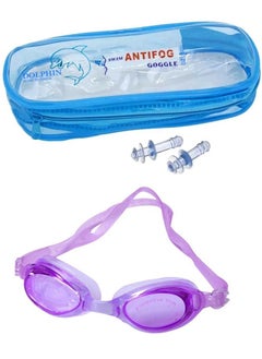 Dolphin DZ-1600 Anti-Fog Swimming Goggles With Ear Plugs, Purple 