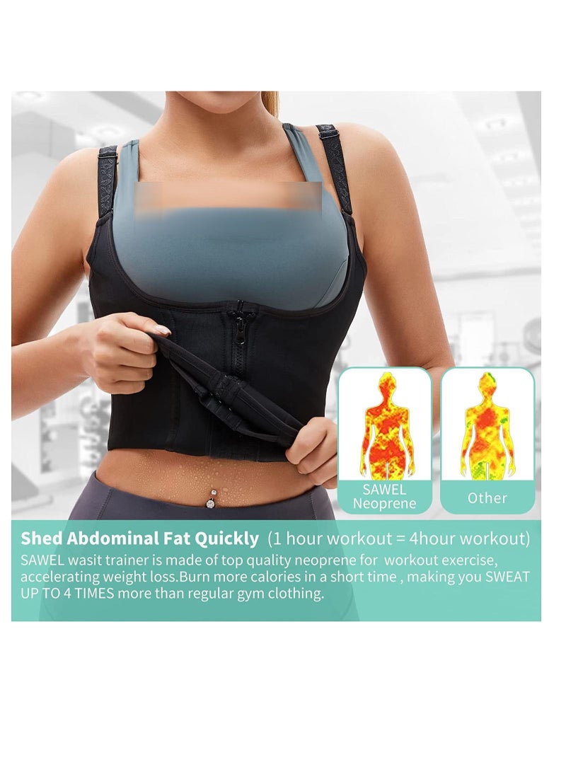 Captaintech Waist Trainer for Women Fitness Adjustable Zipper Waist Slimming Corset Trimmer Indoor Workout Body Shaper - Image 2
