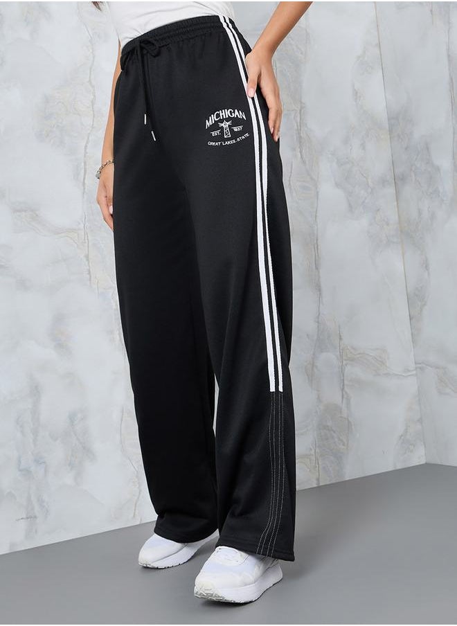 Styli - Embroidered Detail Relaxed Fit Joggers with Side Stripes - Image 1