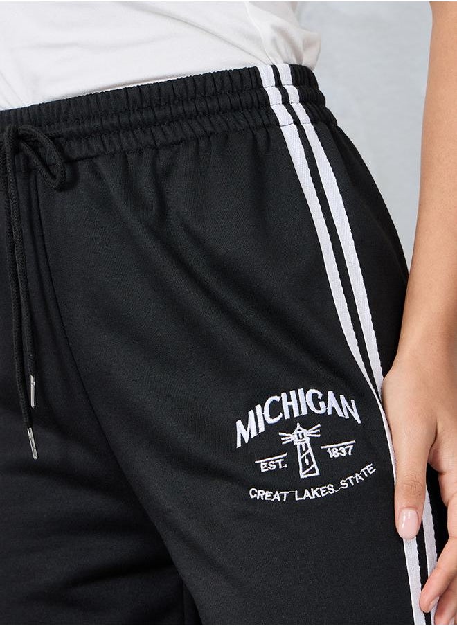 Styli - Embroidered Detail Relaxed Fit Joggers with Side Stripes - Image 1