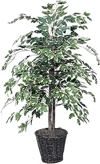 Vickerman 4-Feet Artificial Variegated Ficus Bush in Decorative Rattan Basket - Image 1