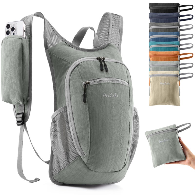 Uselike 10L Small Hiking Backpack Travel Daypack Lightweight Packable Back Pack for Women Men(Light Grey) - Image 1