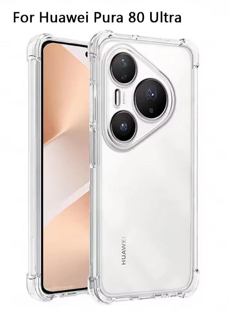 Case Soft Silicone Clear Phone Cover For Huawei Pura 80 Ultra Four Corner Anti Fall Protect Bumper - Image 1