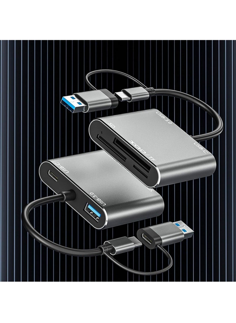 Generic - 5-IN-1 XQD Card Reader USB C(10Gbps), SD/TF Dual-Slot Multiport External Card Reader USB Hub Compatible for Type-C Laptop, Support Windows/Mac OS/Android - Image 1