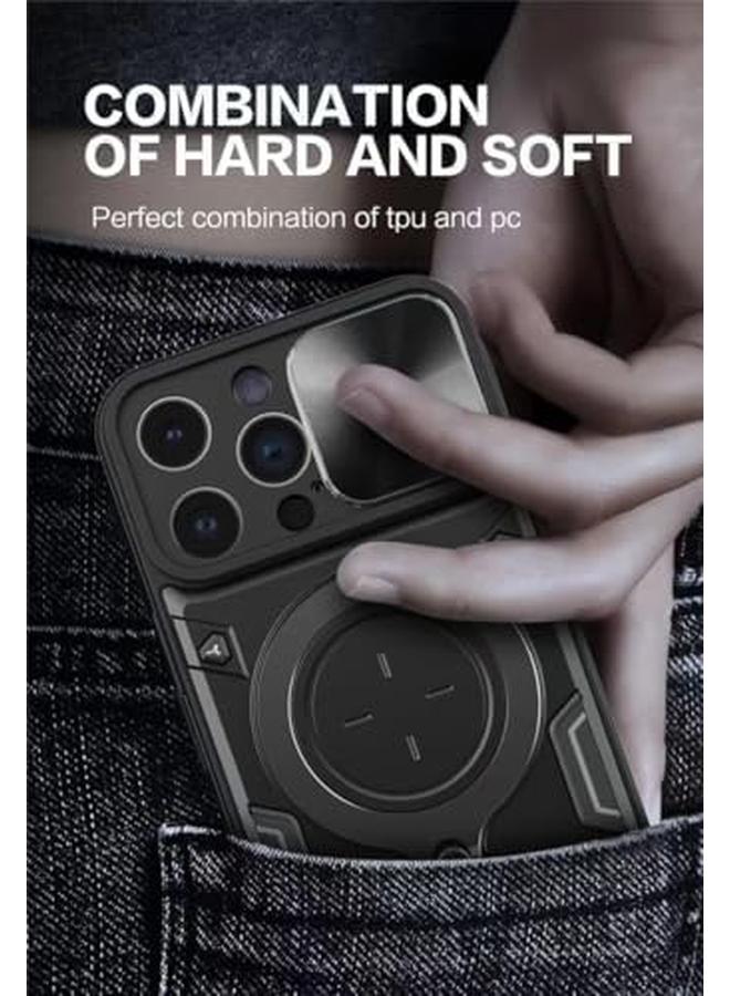 erorex Magnetic Case For Iphone 15 Pro Max Case Cover With Stand Built In Kickstand And Slide Camera Cover Military Grade Drop Protection Shockproof Phone Case Cover Black - Image 5