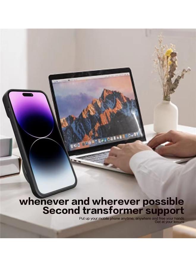 erorex Magnetic Case For Iphone 15 Pro Max Case Cover With Stand Built In Kickstand And Slide Camera Cover Military Grade Drop Protection Shockproof Phone Case Cover Black - Image 2